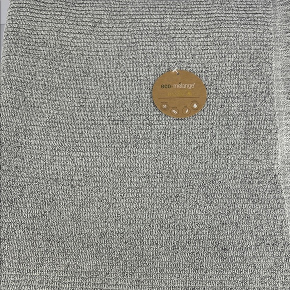 Eco Melange Bath Towels Rayon Bamboo Gray White with Fringe Cotton Set of 2 NEW - Picture 3 of 8